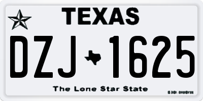 TX license plate DZJ1625