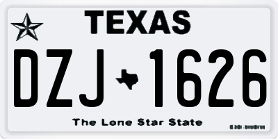 TX license plate DZJ1626