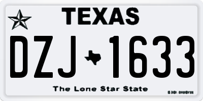 TX license plate DZJ1633