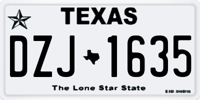 TX license plate DZJ1635