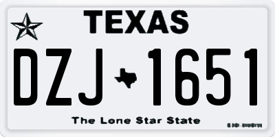 TX license plate DZJ1651
