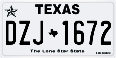 TX license plate DZJ1672