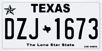 TX license plate DZJ1673
