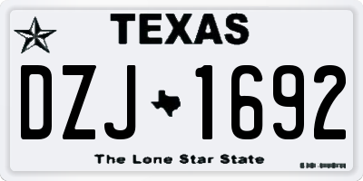 TX license plate DZJ1692