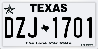 TX license plate DZJ1701