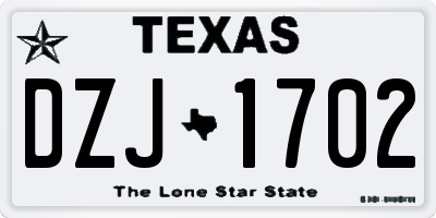 TX license plate DZJ1702