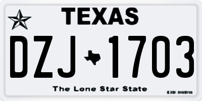 TX license plate DZJ1703