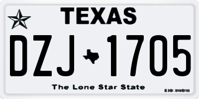TX license plate DZJ1705