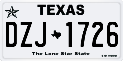 TX license plate DZJ1726
