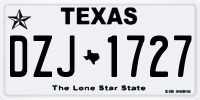 TX license plate DZJ1727
