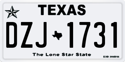 TX license plate DZJ1731
