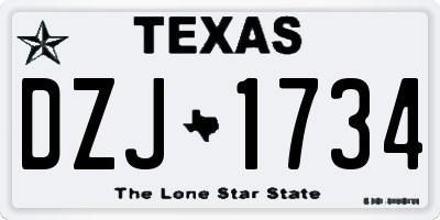 TX license plate DZJ1734