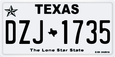 TX license plate DZJ1735