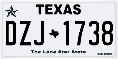 TX license plate DZJ1738