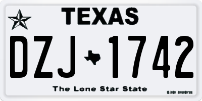 TX license plate DZJ1742