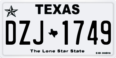 TX license plate DZJ1749