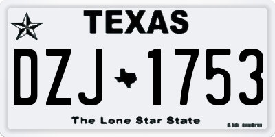 TX license plate DZJ1753
