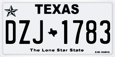TX license plate DZJ1783