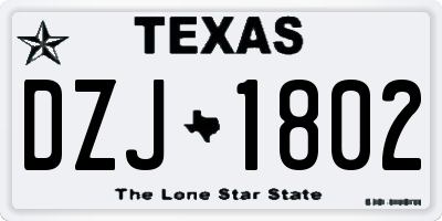 TX license plate DZJ1802