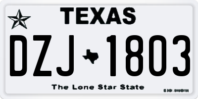 TX license plate DZJ1803