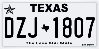 TX license plate DZJ1807