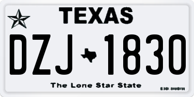TX license plate DZJ1830