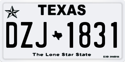 TX license plate DZJ1831