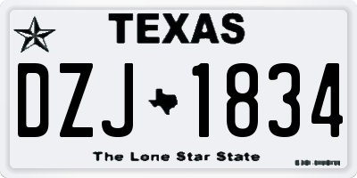 TX license plate DZJ1834