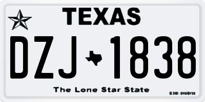 TX license plate DZJ1838