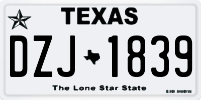 TX license plate DZJ1839