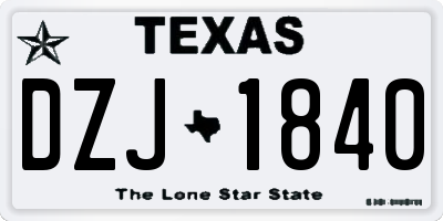 TX license plate DZJ1840