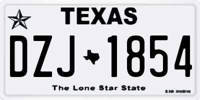 TX license plate DZJ1854