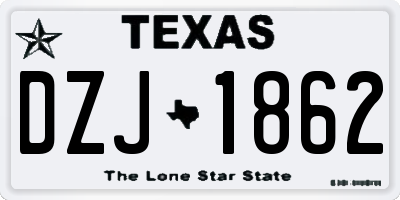 TX license plate DZJ1862