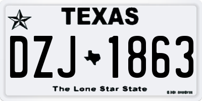 TX license plate DZJ1863
