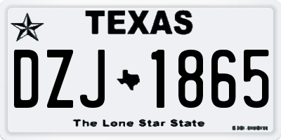 TX license plate DZJ1865
