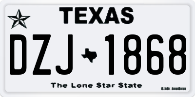 TX license plate DZJ1868