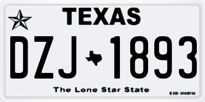 TX license plate DZJ1893