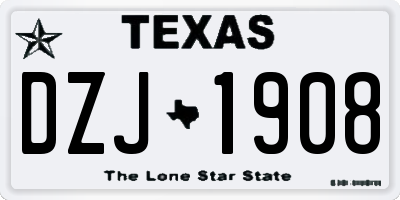 TX license plate DZJ1908