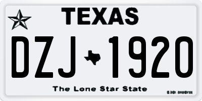 TX license plate DZJ1920
