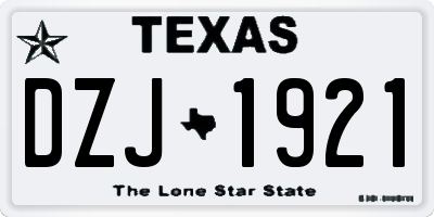 TX license plate DZJ1921