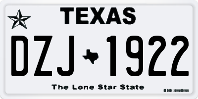 TX license plate DZJ1922