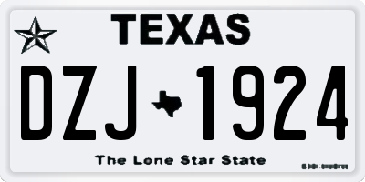TX license plate DZJ1924