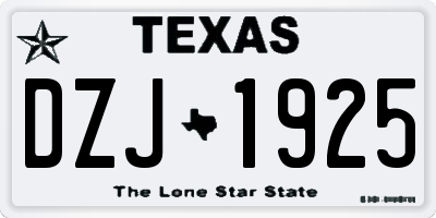 TX license plate DZJ1925