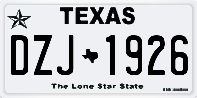 TX license plate DZJ1926