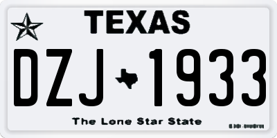 TX license plate DZJ1933