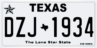TX license plate DZJ1934