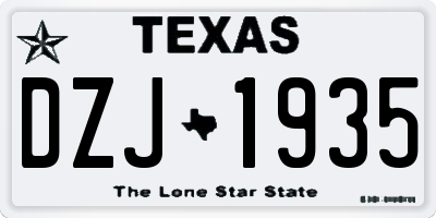 TX license plate DZJ1935