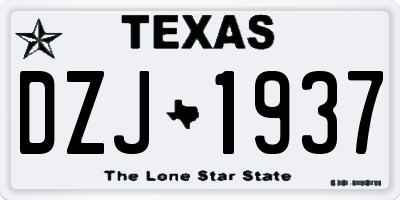 TX license plate DZJ1937