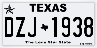 TX license plate DZJ1938