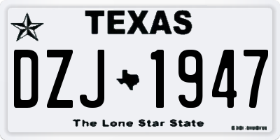 TX license plate DZJ1947